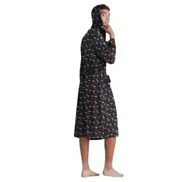 MeUndies Robe XL/2XL Black Cocktail Print Full Length Lounge Sleepwear NWOT - Picture 2 of 7